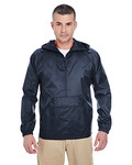 Adult Quarter-Zip Hooded Pullover Pack-Away Jacket