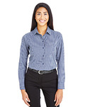 CrownLux Performance® Ladies' Tonal Mini Check Woven Shirt