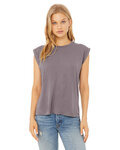 Ladies' Flowy Muscle T-Shirt with Rolled Cuff