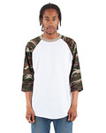 Adult 8.9 oz., 3/4-Sleeve Camo Raglan T-Shirt