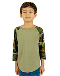 Youth Three-Quarter Sleeve Camo Raglan T-Shirt