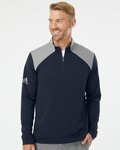 Textured Mixed Media Quarter-Zip Pullover